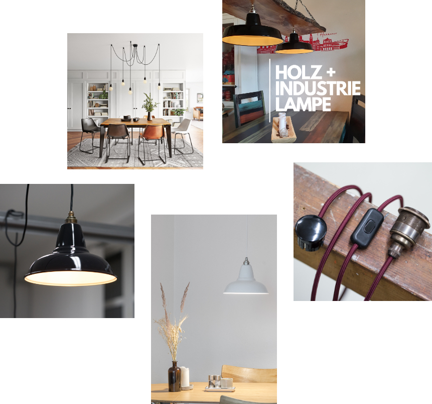 Collage unterschiedlicher Lichtverwendung in Räumen