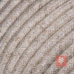 Textilkabel Pendellampe Leinen, Textilkabel mit Lampenfassung aus Thermoplast und Eurostecker