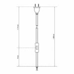 Drawing für Textilkabel-Zuleitung mit Euro-Stecker und Schalter, 250cm, 2x0, 75mm, weiß