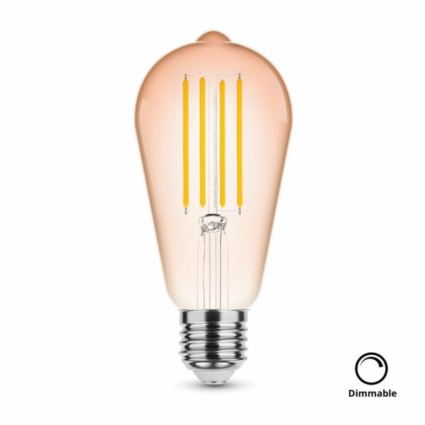 Dekorative E27 LED Filament Lampe Dimmable, ST64 Amber