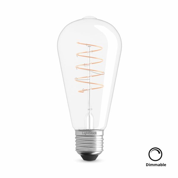 E27 Curled LED Edison ST64 Lampe, 4, 5 W, dimmbar