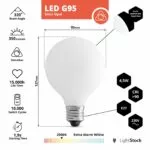 Spezifikationen für E27 Satin Opal LED Globe G95 Lampe, 4, 5 W, dimmbar