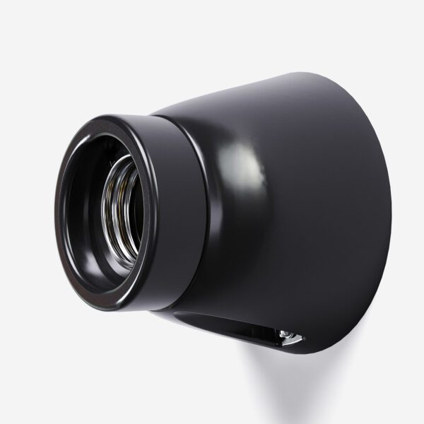 Wandfassung aus Porzellan, Lampenfassung E27, gerade - Schwarz