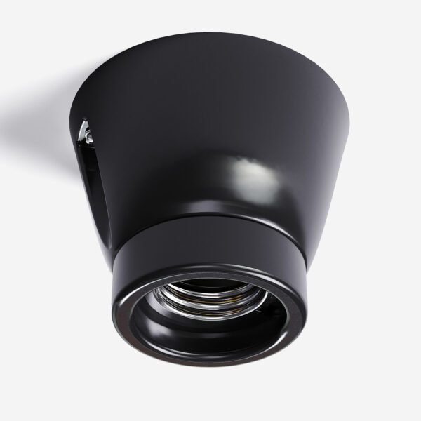 Wandfassung aus Porzellan, Lampenfassung E27, gerade - Schwarz, deckenbefestigung