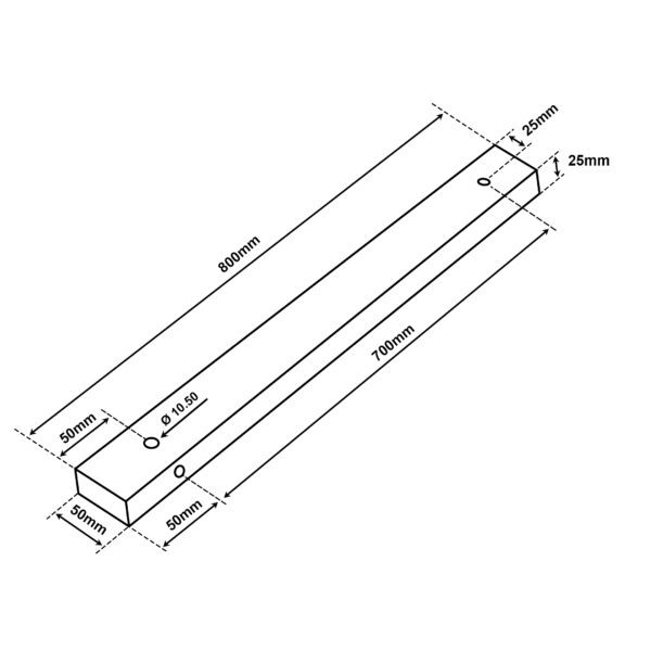 Dimensionen für Baldachin für Lampe Rechteckig 80cm, Abzweigdose mit 2 Kabelauslässen