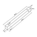 Dimensionen für Slim Rectangle Baldachin für Lampe Rechteckig 80cm, Abzweigdose mit 2 Kabelauslässen