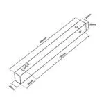 Dimensionen für Slim Rectangle Baldachin für Lampe Rechteckig 80cm, Abzweigdose mit 2 Kabelauslässen