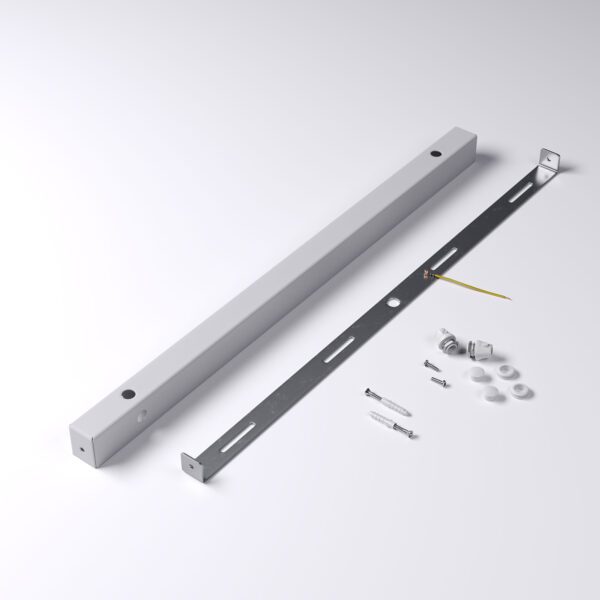 Komponenten für Slim Rectangle Baldachin für Lampe Rechteckig 50cm, Abzweigdose mit 2 Kabelauslässen - Weiß