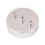 3-fach Lampen Baldachin aus eisen 100x24mm mit 3 Kabelauslässen Nickel inkl. Zugentlastung aus  Messing Vernickelt