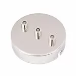 3-fach Lampen Baldachin aus eisen 100x24mm mit 3 Kabelauslässen Nickel inkl. Zugentlastung aus  Messing Vernickelt