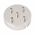 5-Loch Lampen Baldachin aus eisen 100x24mm mit 5 Kabelauslässen Nickel inkl. Zugentlastung aus Messing Vernickelt