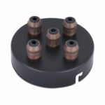 Deckenbaldachin aus eisen 100x24mm mit 5 Kabelauslässen schwarz inkl. zugentlastung aus Messing Old English