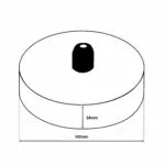 Dimensionen für Deckenbaldachin aus eisen 100x24mm inkl. Zugentlastung