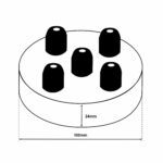 Dimensionen für Deckenbaldachin aus eisen 100x24mm mit 5 Kabelauslässen