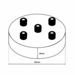 Dimensionen für Deckenbaldachin aus eisen 100x24mm mit 5 Kabelauslässen inkl. Zugentlastung aus Messing