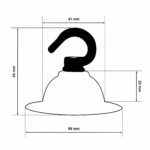 Dimensionen für Kompakter Deckenbaldachin aus Messing mit Haken | inkl. Montagematerial und Zugentlastung