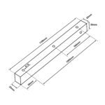 Dimensionen für Slim Rectangle, Baldachin für Lampe Rechteckig 110cm, Abzweigdose mit 3 Kabelauslässen