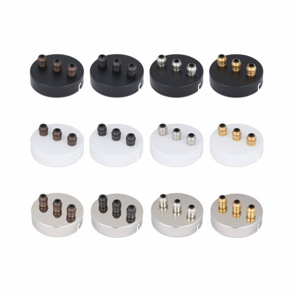 Kollektion von Deckenbaldachin mit 3 Kabelauslaessen inkl. Zugentlastung aus messing