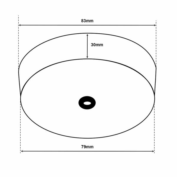 Dimensionen für Deckenbaldachin aus Duroplast (Bakelit-Optik) mit Anschlussblock