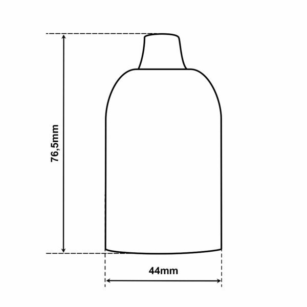 Dimensionen für Fassungshülse aus Metall inkl. Lampenfassung E27, inkl. Zugentlastung Kunststoff