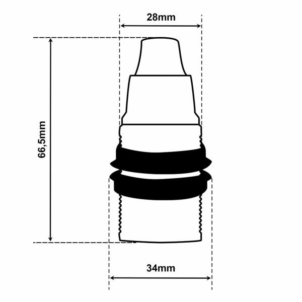 Dimensionen für Gewindemantel Lampenfassung E14 aus Bakelit, mit Zugentlastung