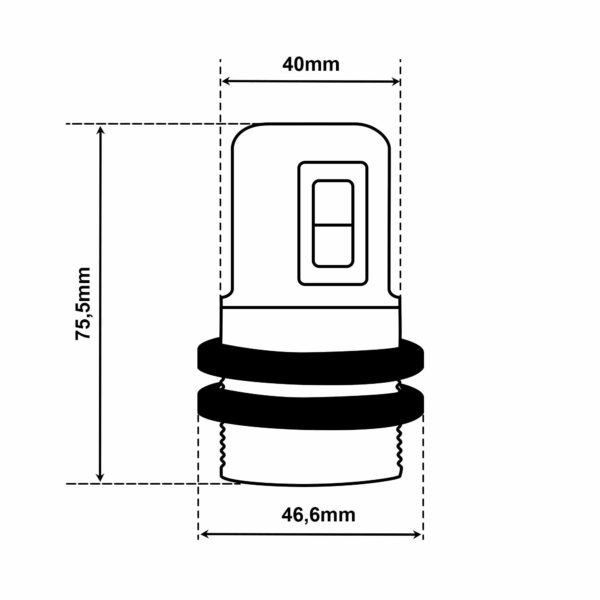 Dimensionen für Gewindemantel Lampenfassung E27 aus Thermoplast mit SCHALTER