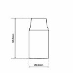 Dimensionen für Glattmantel Lampenfassung E14 aus Bakelit
