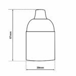 Dimensionen für Glattmantel Lampenfassung E27 aus Bakelit, mit Zugentlastung