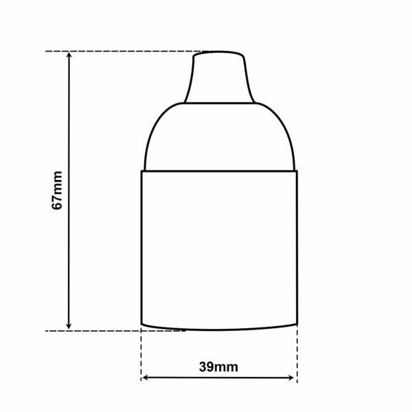 Dimensionen für Glattmantel Lampenfassung E27 aus Bakelit, mit Zugentlastung