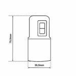 Dimensionen für Glattmantel Lampenfassung E27 aus Thermoplast mit SCHALTER