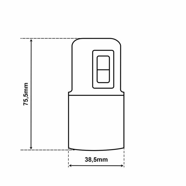 Dimensionen für Glattmantel Lampenfassung E27 aus Thermoplast mit SCHALTER