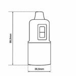 Dimensionen für Glattmantel Lampenfassung E27 aus Thermoplast mit SCHALTER, mit Zugentlastung