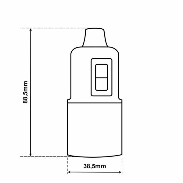 Dimensionen für Glattmantel Lampenfassung E27 aus Thermoplast mit SCHALTER, mit Zugentlastung