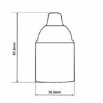 Dimensionen für Glattmantel Lampenfassung E27 aus Thermoplast, mit Zugentlastung