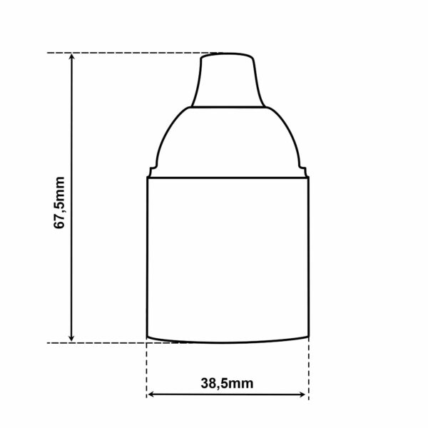 Dimensionen für Glattmantel Lampenfassung E27 aus Thermoplast, mit Zugentlastung