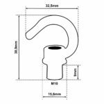 Dimensionen für Haken aus Messing, M10x1 Außengewinde