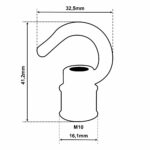 Dimensionen für Haken aus Messing mit INNENGEWINDE M10x1