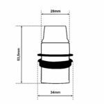 Dimensionen für Teilgewindemantel Lampenfassung E14 aus Bakelit
