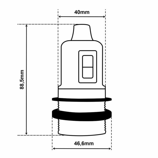 Dimensionen für Teilgewindemantel Lampenfassung E27 aus Thermoplast mit SCHALTER, mit Zugentlastung
