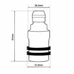 Dimensionen für Vintage Lampenfassung E14 aus Messing inkl. 2 Gewinderinge, mit Zugentlastung