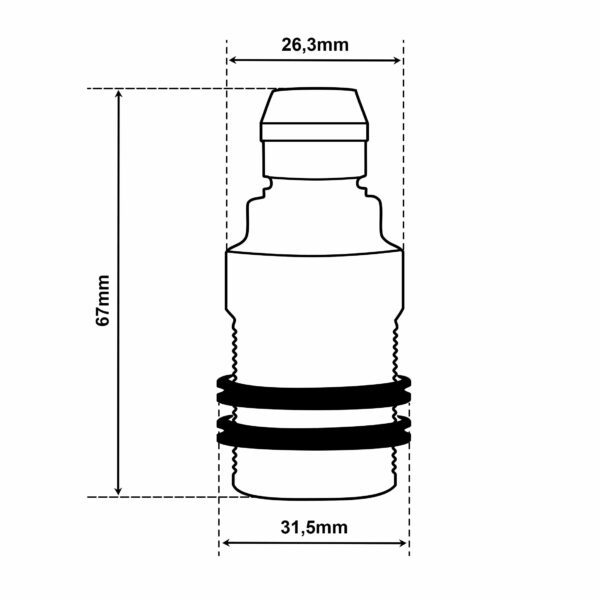 Dimensionen für Vintage Lampenfassung E14 aus Messing inkl. 2 Gewinderinge, mit Zugentlastung