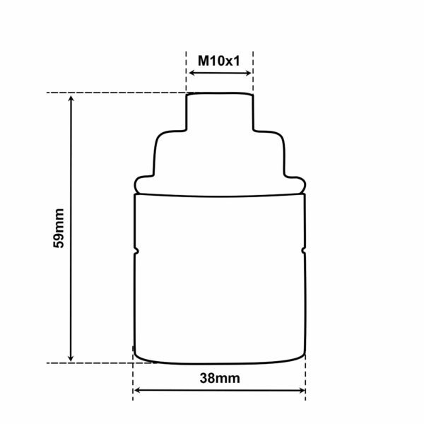 Dimensionen für Vintage Lampenfassung E27 aus Messing, Glattmantel, M10-Gewinde