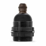 Gewindemantel Lampenfassung E27 aus Bakelit, schwarz mit Zugentlastung aus Messing: Old English