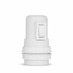 Gewindemantel Lampenfassung E27 aus Thermoplast mit SCHALTER, creme-weiß