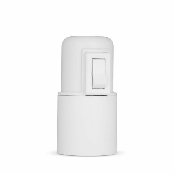 Glattmantel Lampenfassung E27 aus Thermoplast mit SCHALTER, creme-weiß