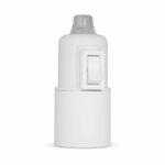 Glattmantel Lampenfassung E27 aus Thermoplast mit SCHALTER, creme-weiß, mit Zugentlastung
