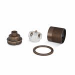 Komponenten von Vintage Lampenfassung E27 aus Messing Old English +1 Gewindering M10-Gewinde