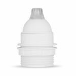 Teilgewindemantel Lampenfassung E27 aus Thermoplast, creme-weiß, mit Zugentlastung