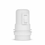 Teilgewindemantel Lampenfassung E27 aus Thermoplast mit SCHALTER, creme-weiß