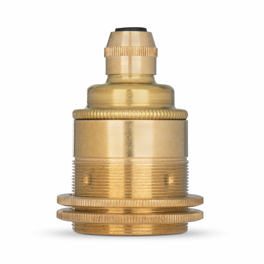 Vintage Lampenfassung E27 aus Messing Messing inkl. 2 Gewinderinge, mit Zugentlastung